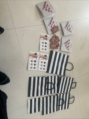 Sephora Black and White Striped Gift Bags with Makeup Samples